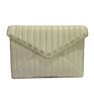 REBECCAMINKOFF "LEO" IVORY LEATHER CLUTCH BAG $145